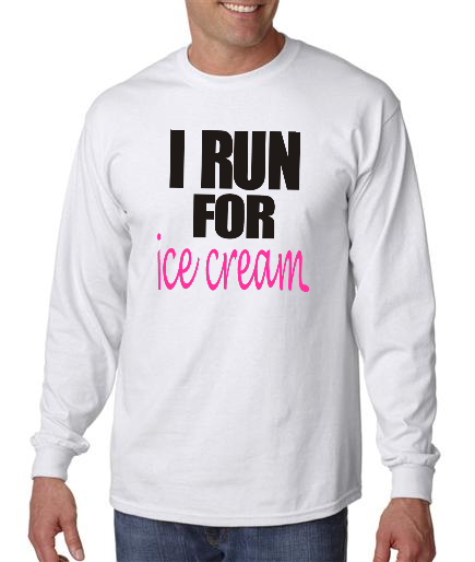 Running - I Run For Ice Cream - Mens White Long Sleeve Shirt